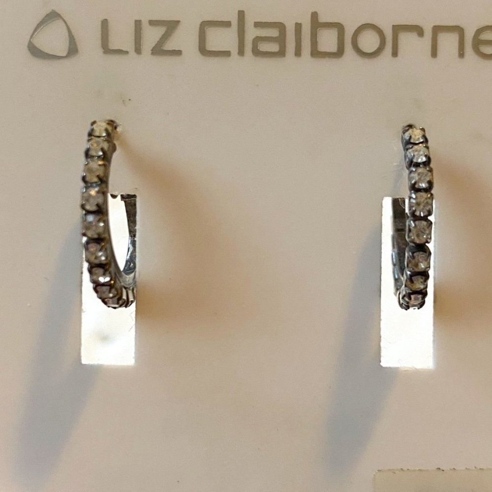 Liz Claiborne Rhinestone Encrusted Hoop Earrings